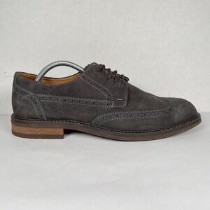 Vionic Bruno Oxford Shoes Mens Size 8.5 Gray Suede Wingtip Lace Up Casual Dress